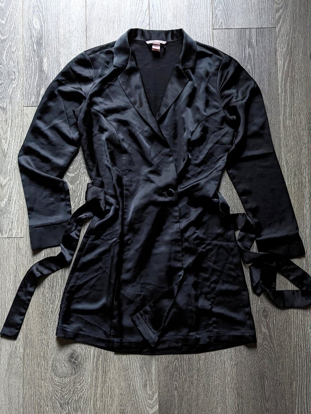 Victoria's Secret Satin Blazer Robe Dress in Black - Size S